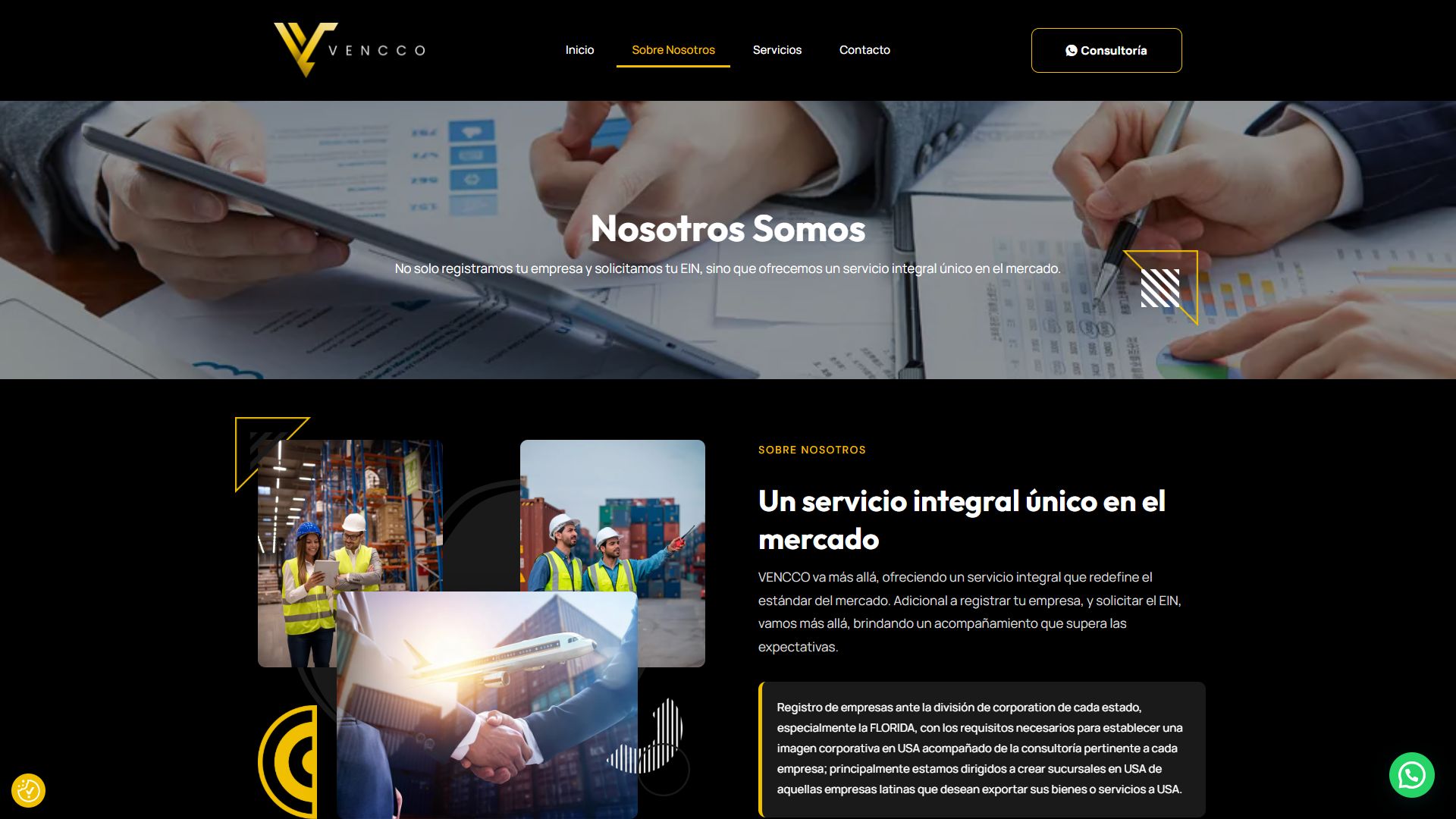 Página sobre nosotros de la web de Vencco