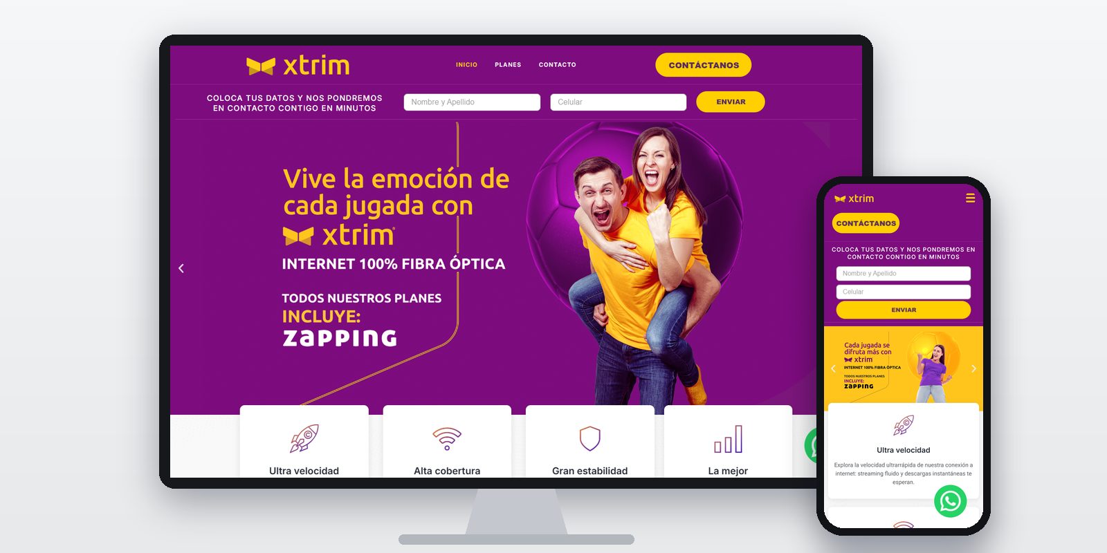 Página web de Mundo Xtrim diseñada por BIM Soluciones, vista en ordenador y móvil