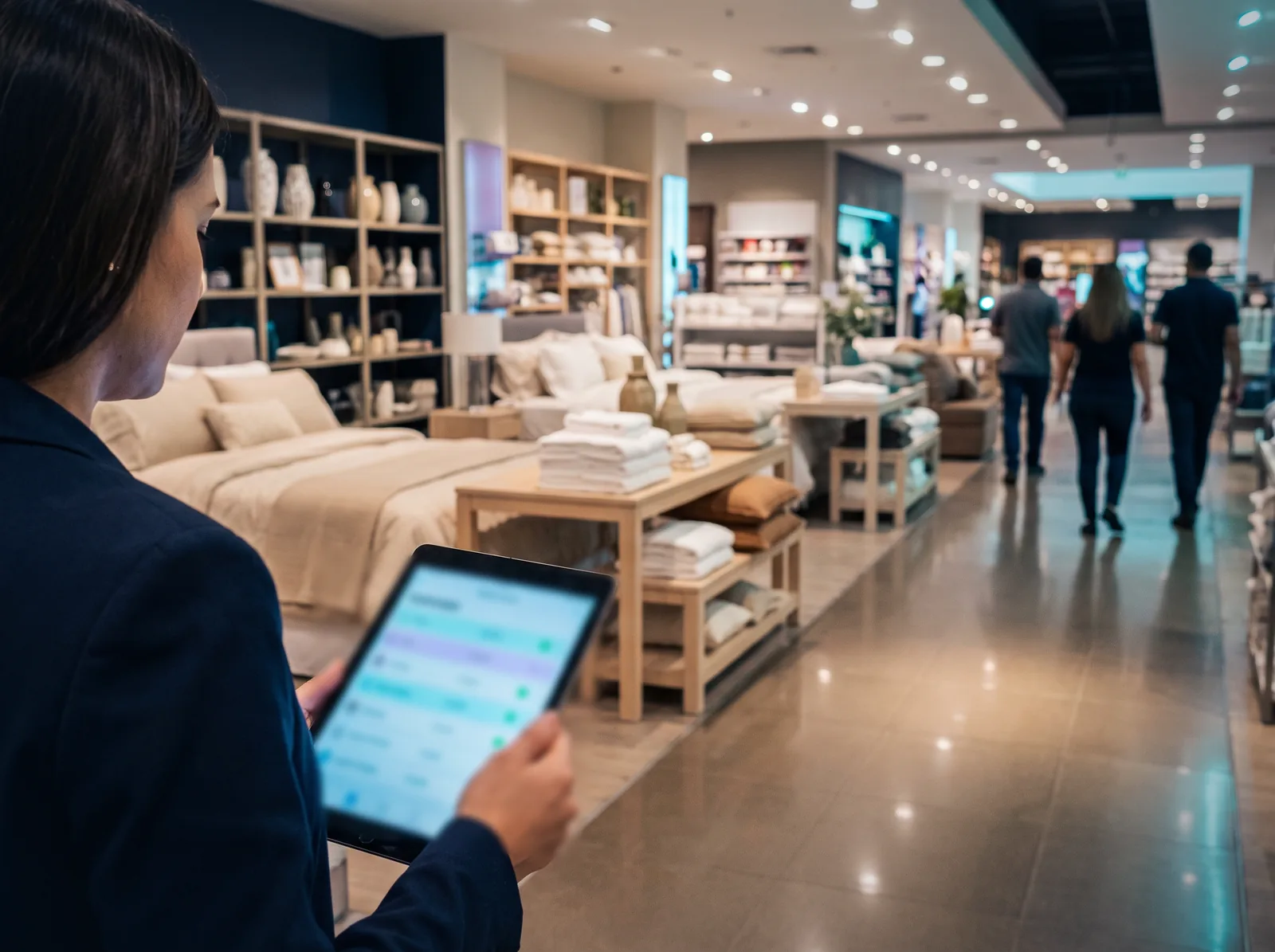 Gerente de una tienda por departamentos de Caracas revisa en su tablet los pedidos en línea de la tienda